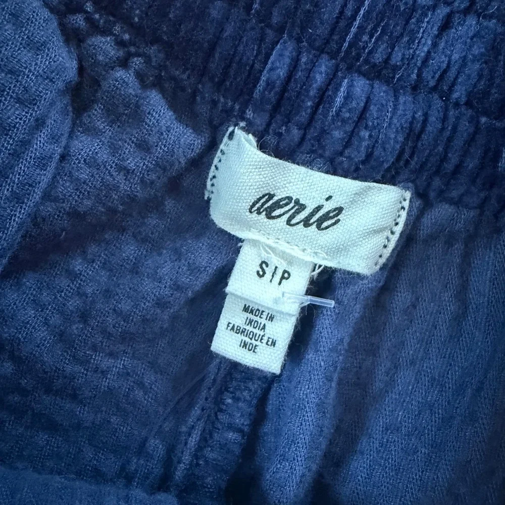 Aerie NWT Blue Corduroy Shorts Elastic Waist Pockets 100% Cotton Small‎ Summer
